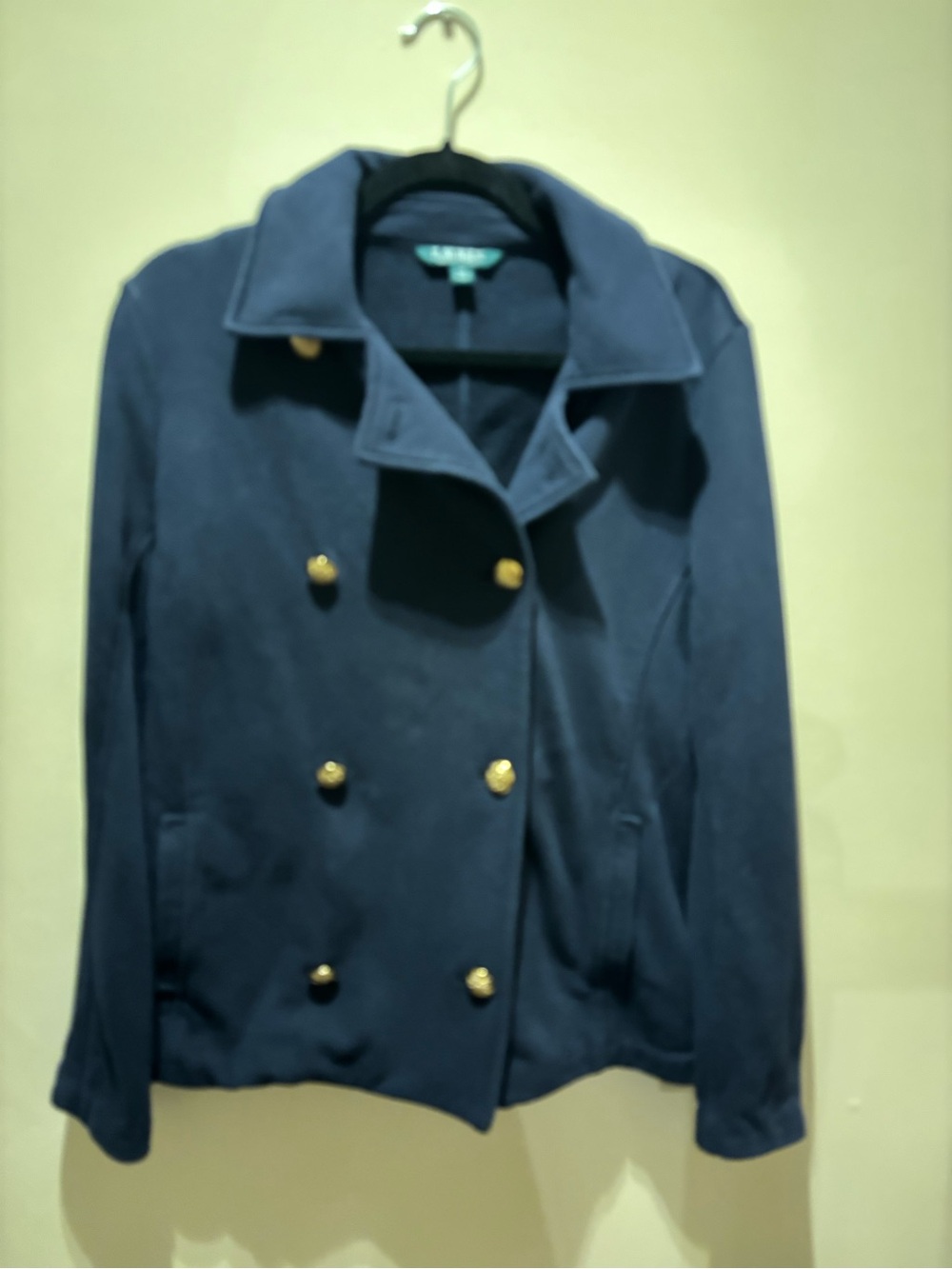 Ralph Lauren Women’s Navy Double-Breasted Peacoat with Gold Buttons